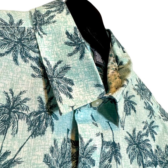 Van Heusen Light Green Palm Tree Short Sleeve Button Up Shirt - Picture 3 of 4